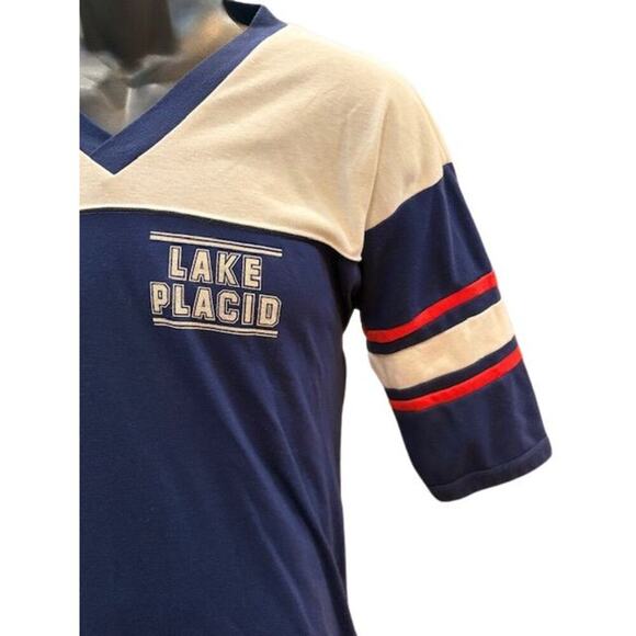 Vintage 1980s Bob Scott Sportswear Lake Placid V-Neck Single Stitch Shirt - Picture 3 of 6